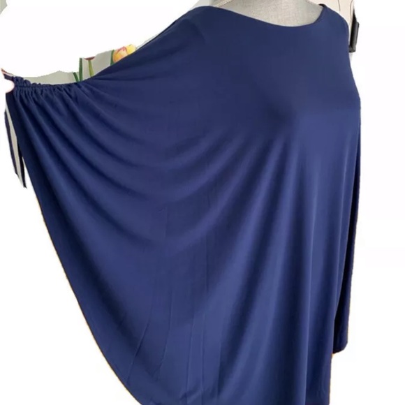 H Halston blue oversized batwing dress Medium - Picture 2 of 10